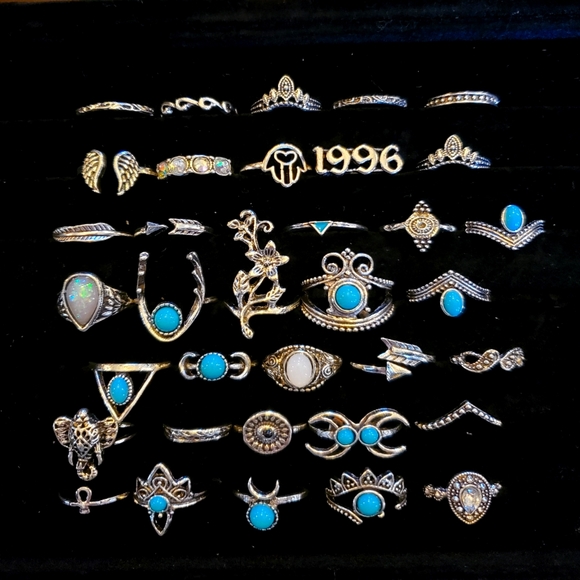 Jewelry - Lot of 35pcs sliver turquoise fashion rings